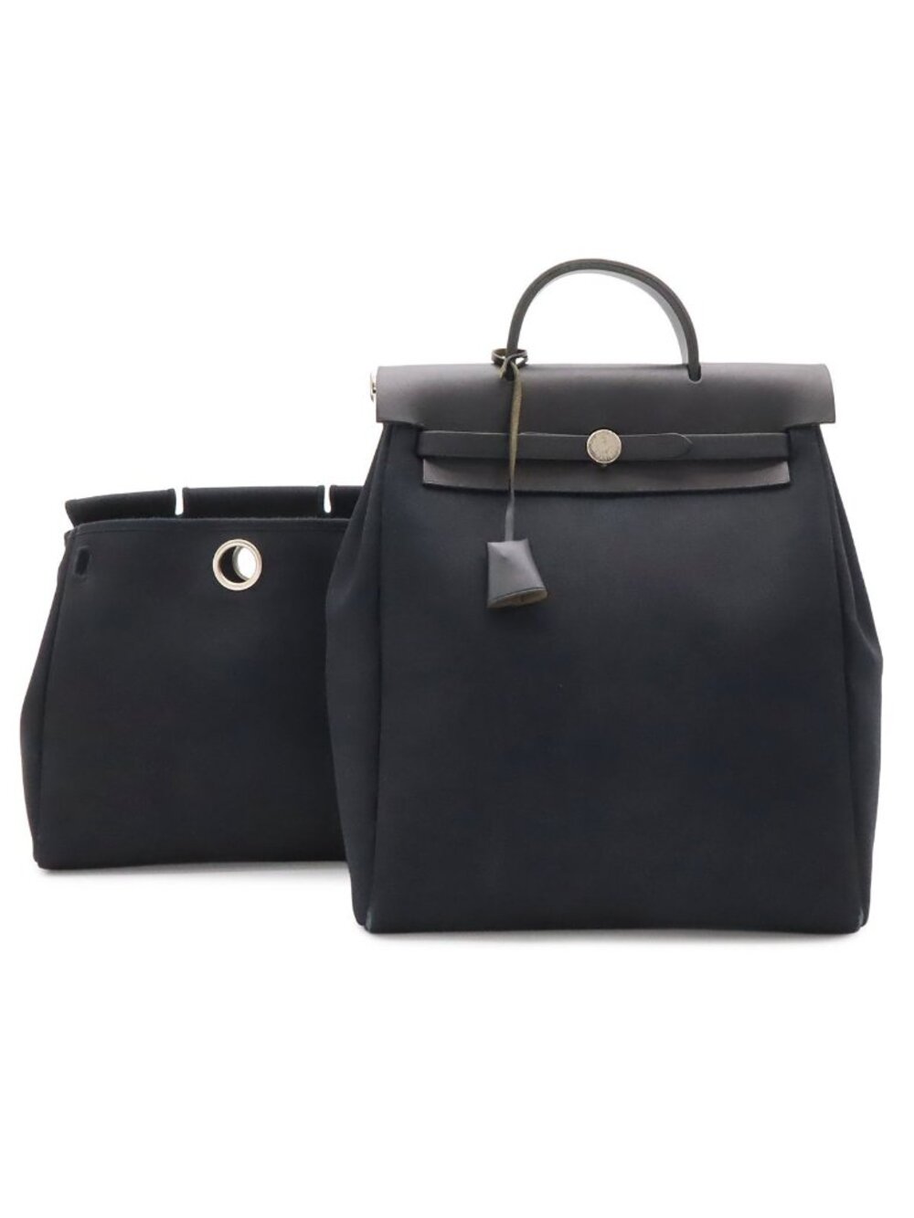 Hermes Herbag a Dos PM 2-Way Backpack Toile Officier Canvas Black